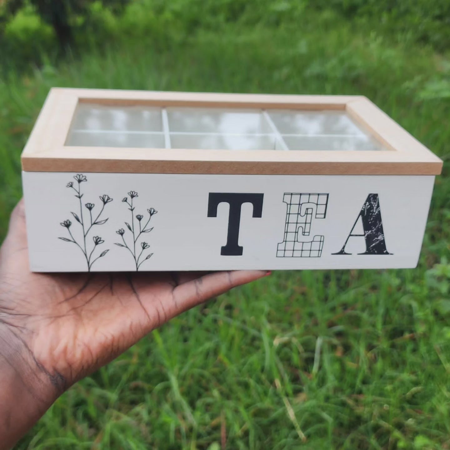 Organisateur à thé en bois à 6 compartiments