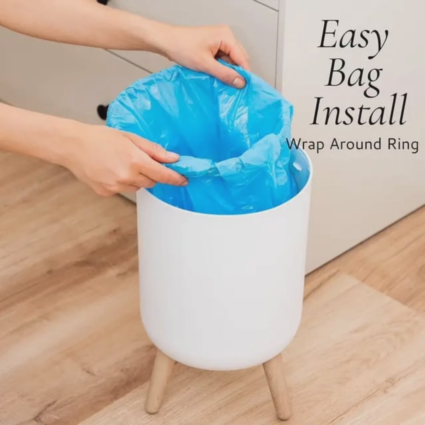 Conteneur à déchets avec couvercle en bois grainé