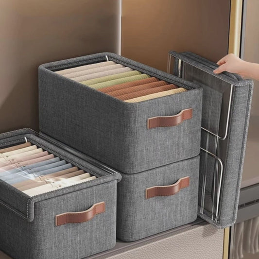 Organisateur de placard pliable en tissu dur avec couvercle