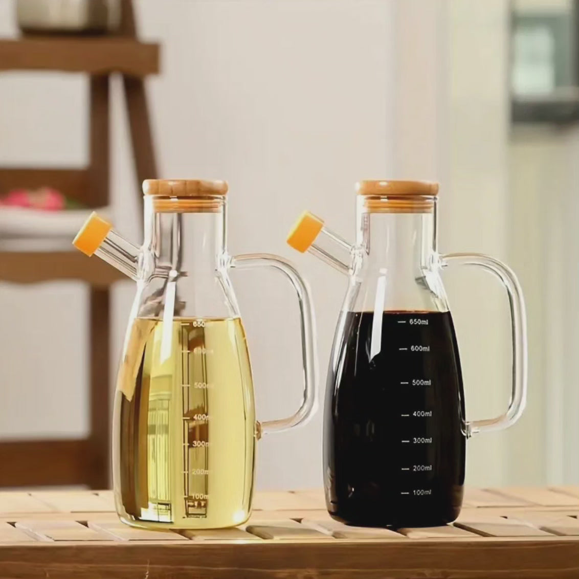 Bouteille en verre de 1000 ml avec couvercle en bambou
