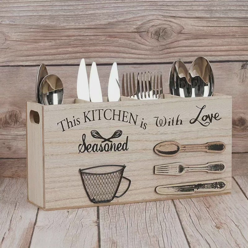 Porte-ustensiles de cuisine en bois Couvert
