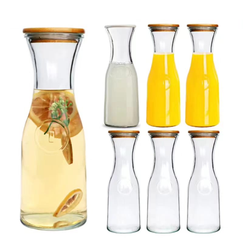 Carafe en verre avec couvercle en bambou