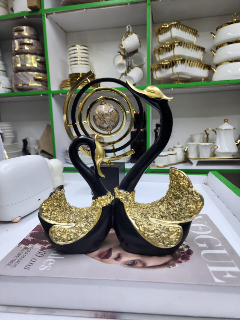 Paire Swan décoration intérieure figurine en résine
