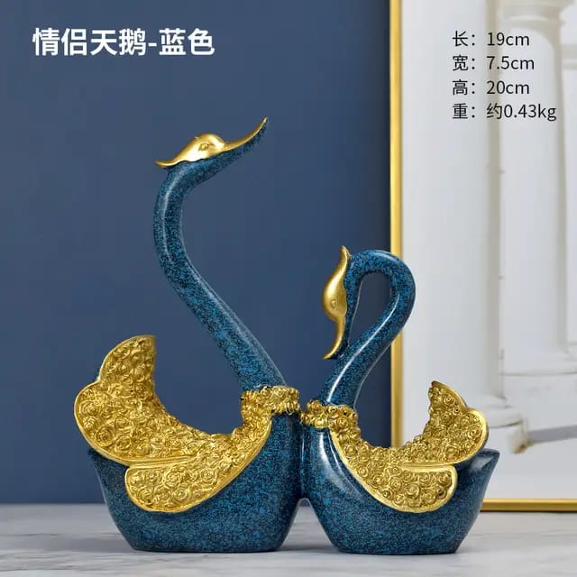 Paire Swan décoration intérieure figurine en résine