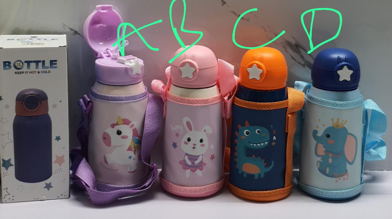 500ml Tasse thermique avec paille et sac de transport en cartoon