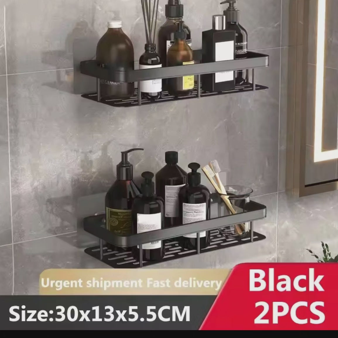 2Pc Organisateur de salle de bain étagères