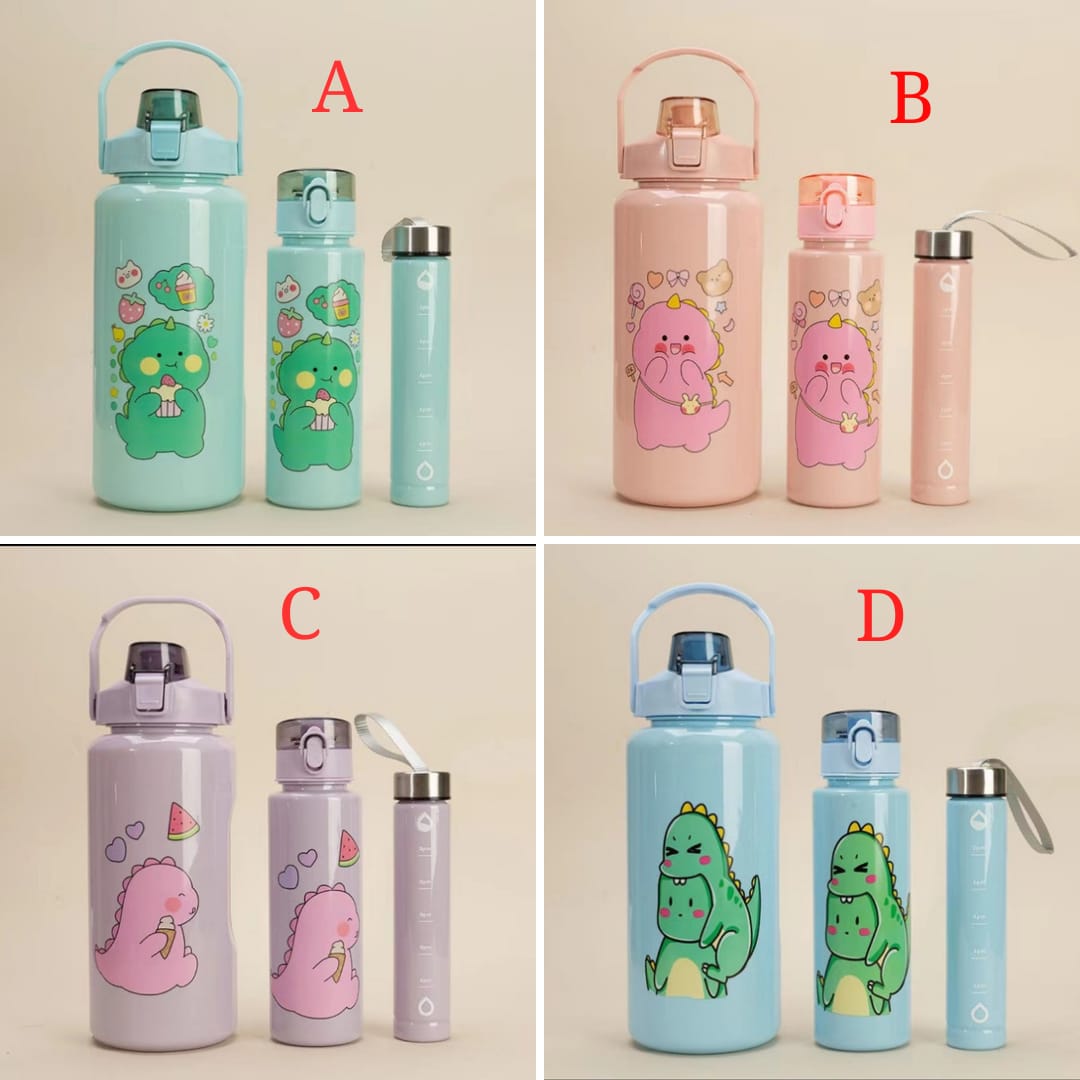 3 en 1 ensemble de bouteilles d'eau motivantes