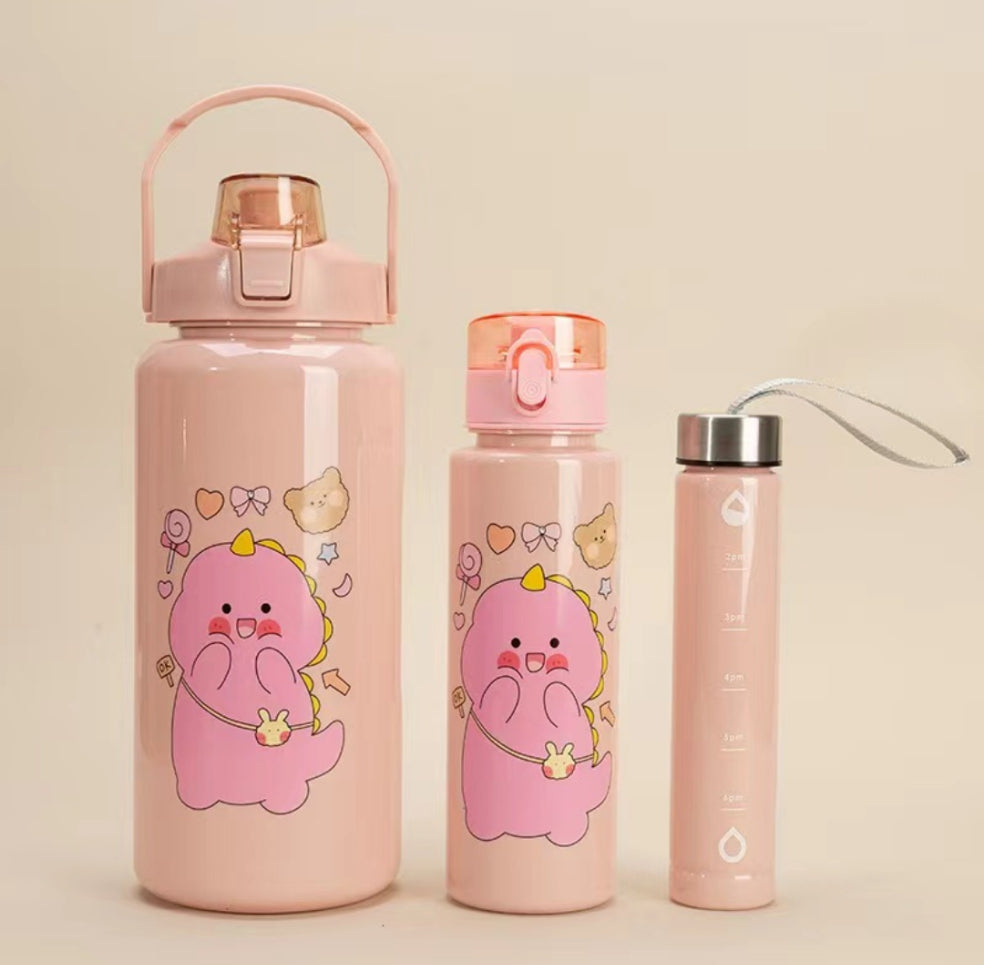 3 en 1 ensemble de bouteilles d'eau motivantes
