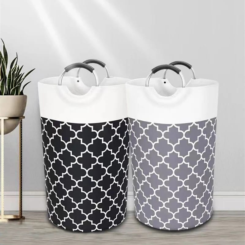 Panier à linge avec poignée métallique