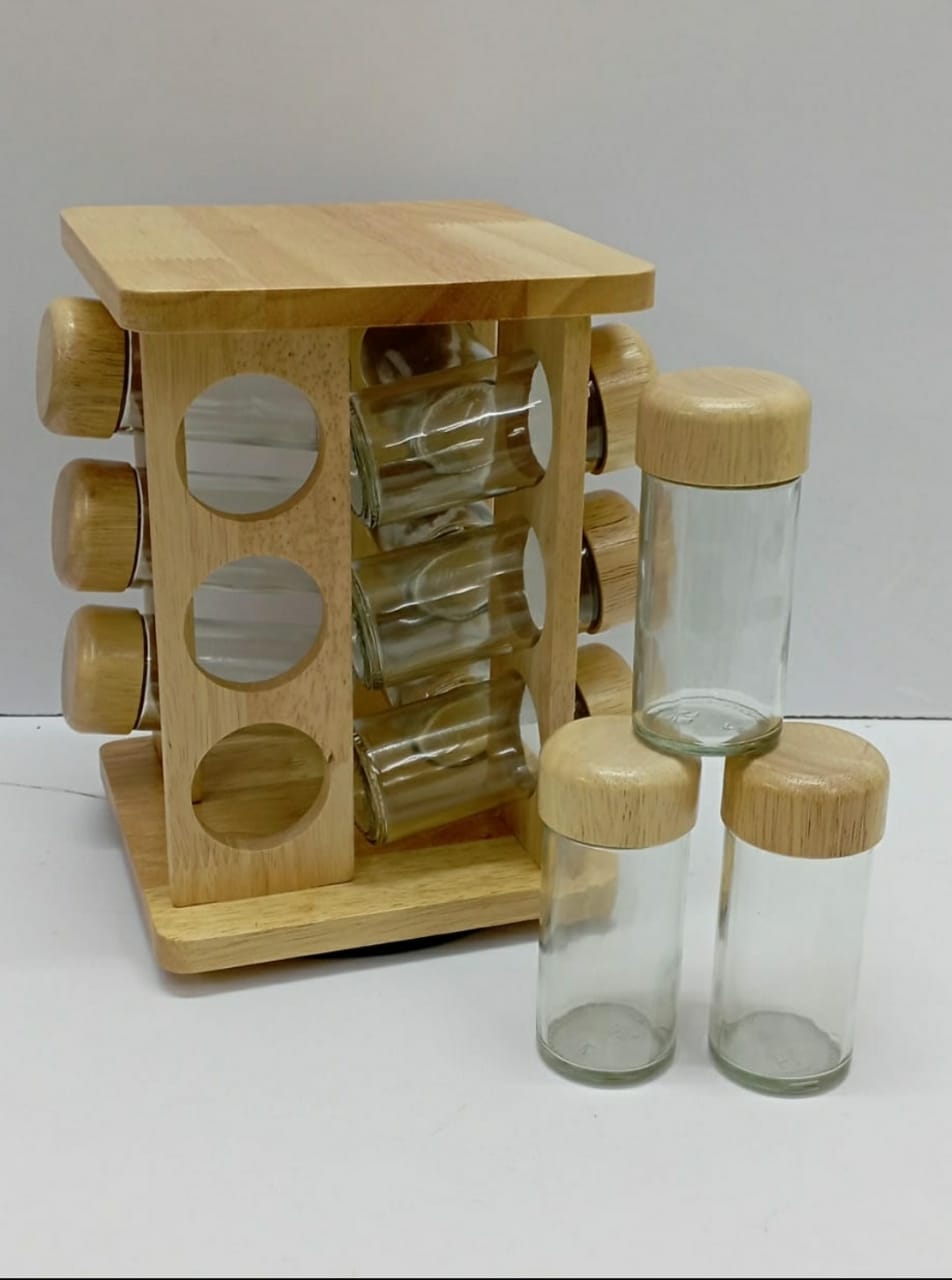 12Pcs Étagère à épices en bambou