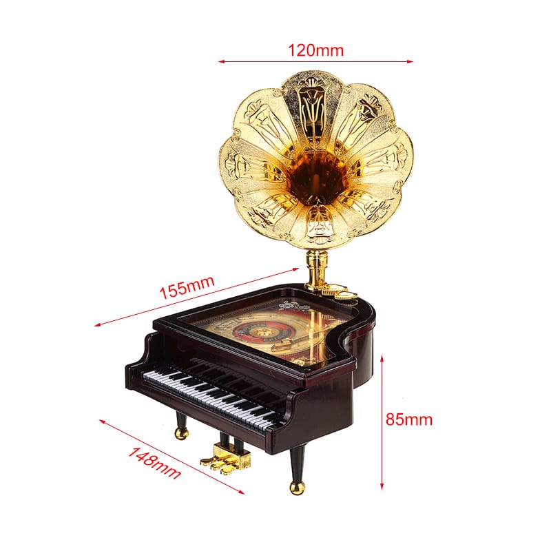 Boîte à musique rétro décorée piano