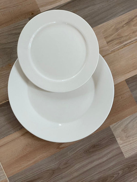 Assiettes en céramique blanche pour hôtels et maison 6 pièces