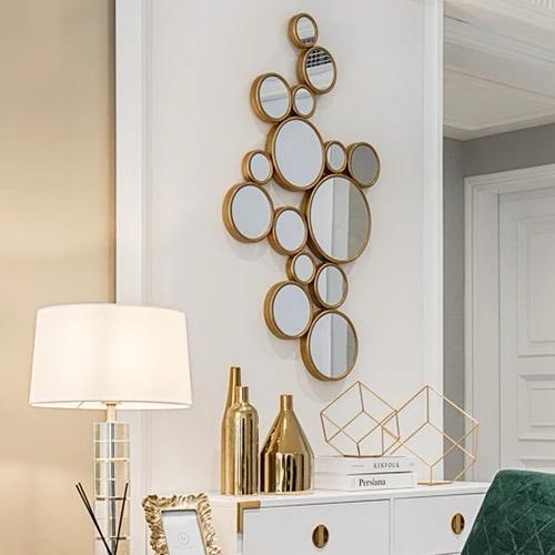 15 cercles miroir décor mural
