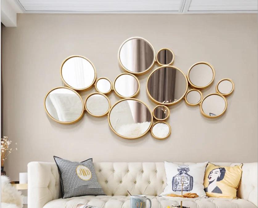 15 cercles miroir décor mural