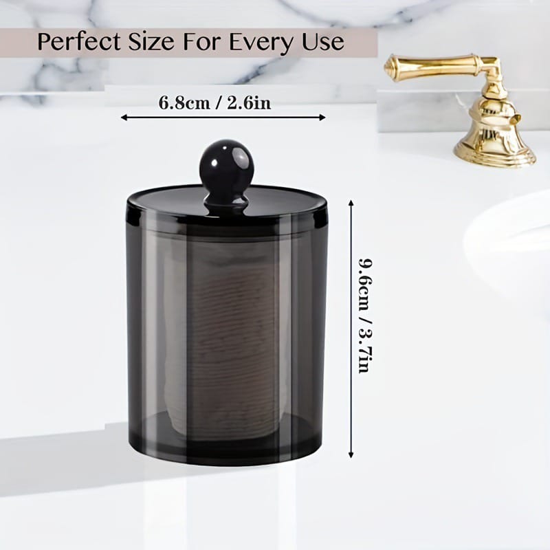 10 oz Pot de salle de bain noir / Distributeur de rangement pour coton-tige