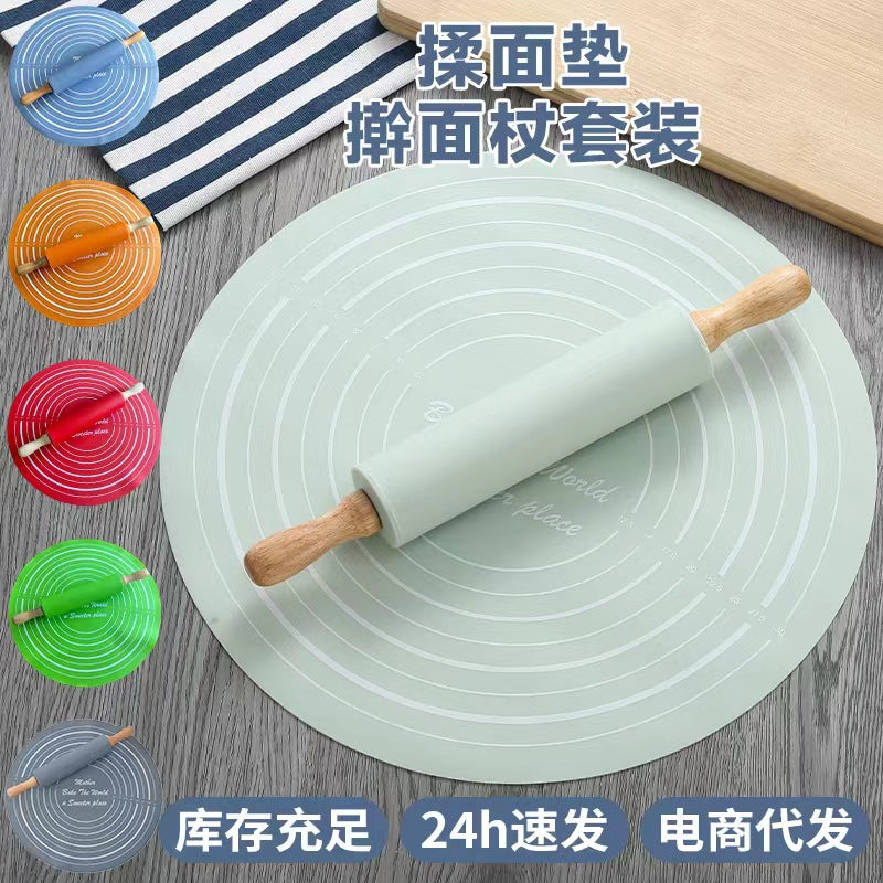 Tapis de pétrissage en silicone avec rouleau à pâtisserie