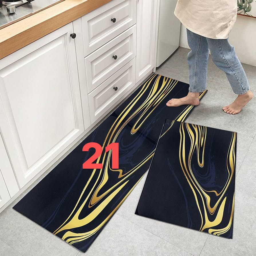Tapis de cuisine 2Pc avec fond en caoutchouc