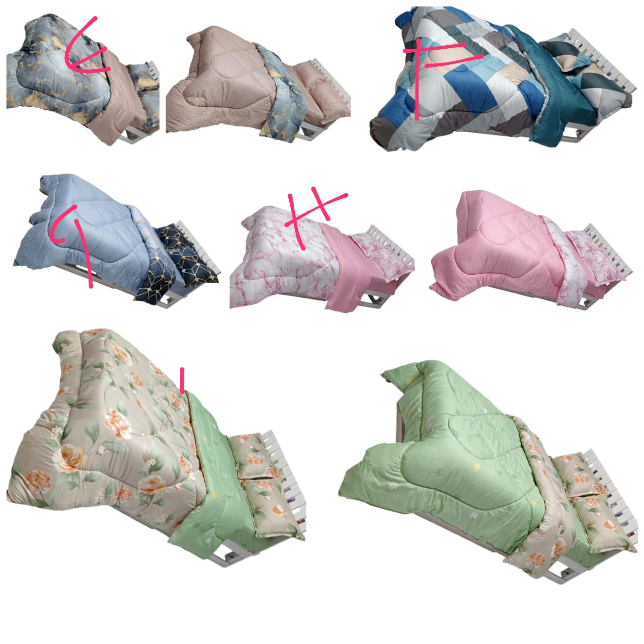 6*6/6*7 Couette liée avec drap et 2 taies d'oreiller
Double face