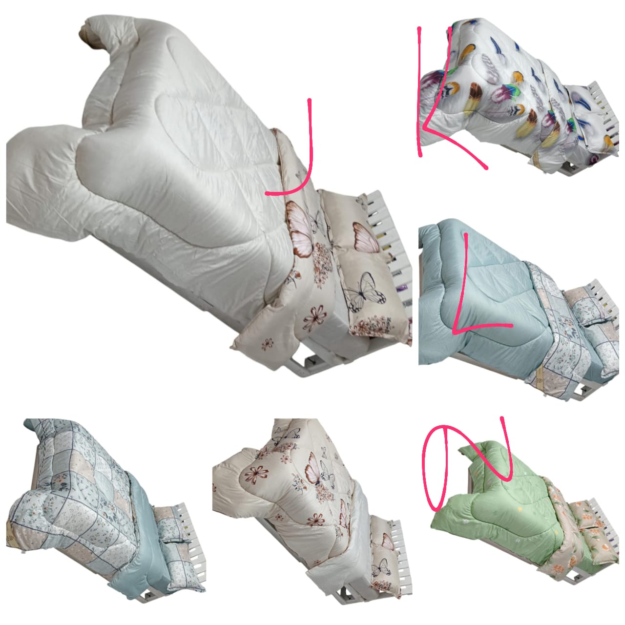 6*6/6*7 Couette liée avec drap et 2 taies d'oreiller
Double face