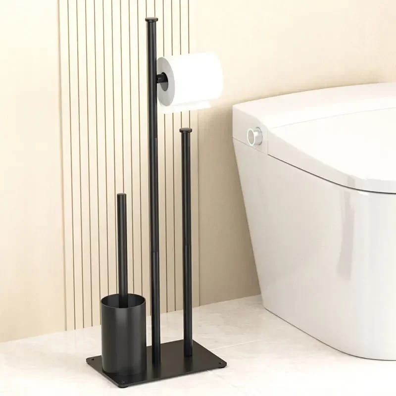 Porte-tissu métallique avec brosse de toilette BlackNov