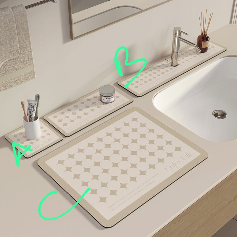 3 en 1 Tapis de séchage pour évier anti-éclaboussures NoirNov