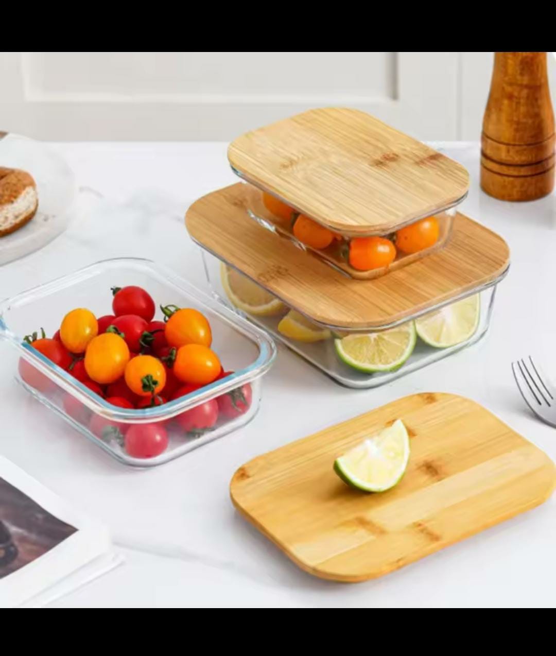 Set de 3 boîtes à lunch en verre