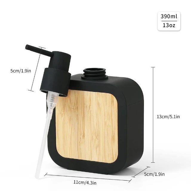 Distributeur de savon en bambou rechargeable de 390 ml
