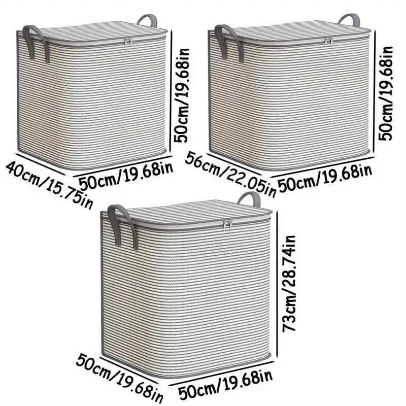 3pc Sacs de Rangement pour Couette Rayée