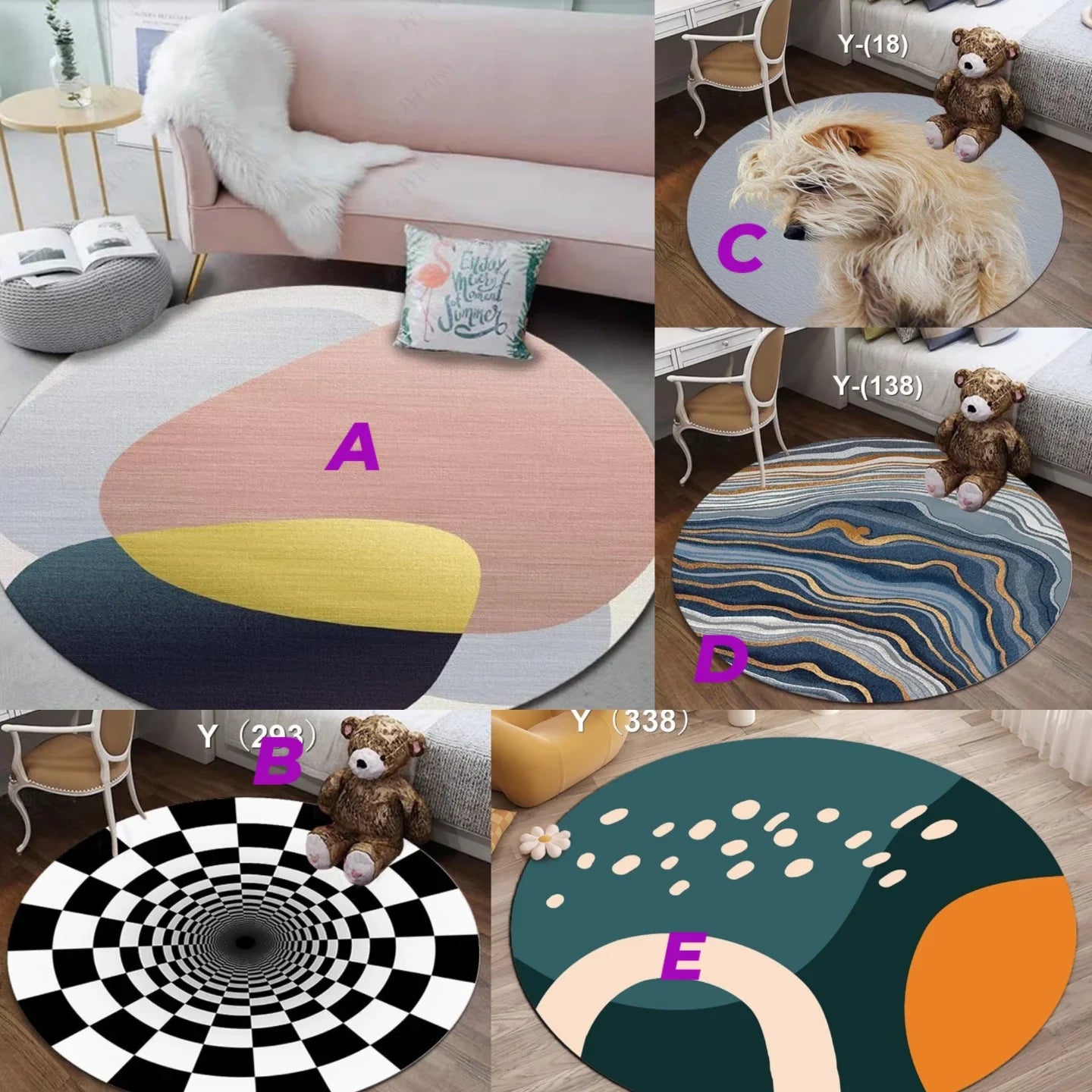 Tapis rond super doux et moelleux