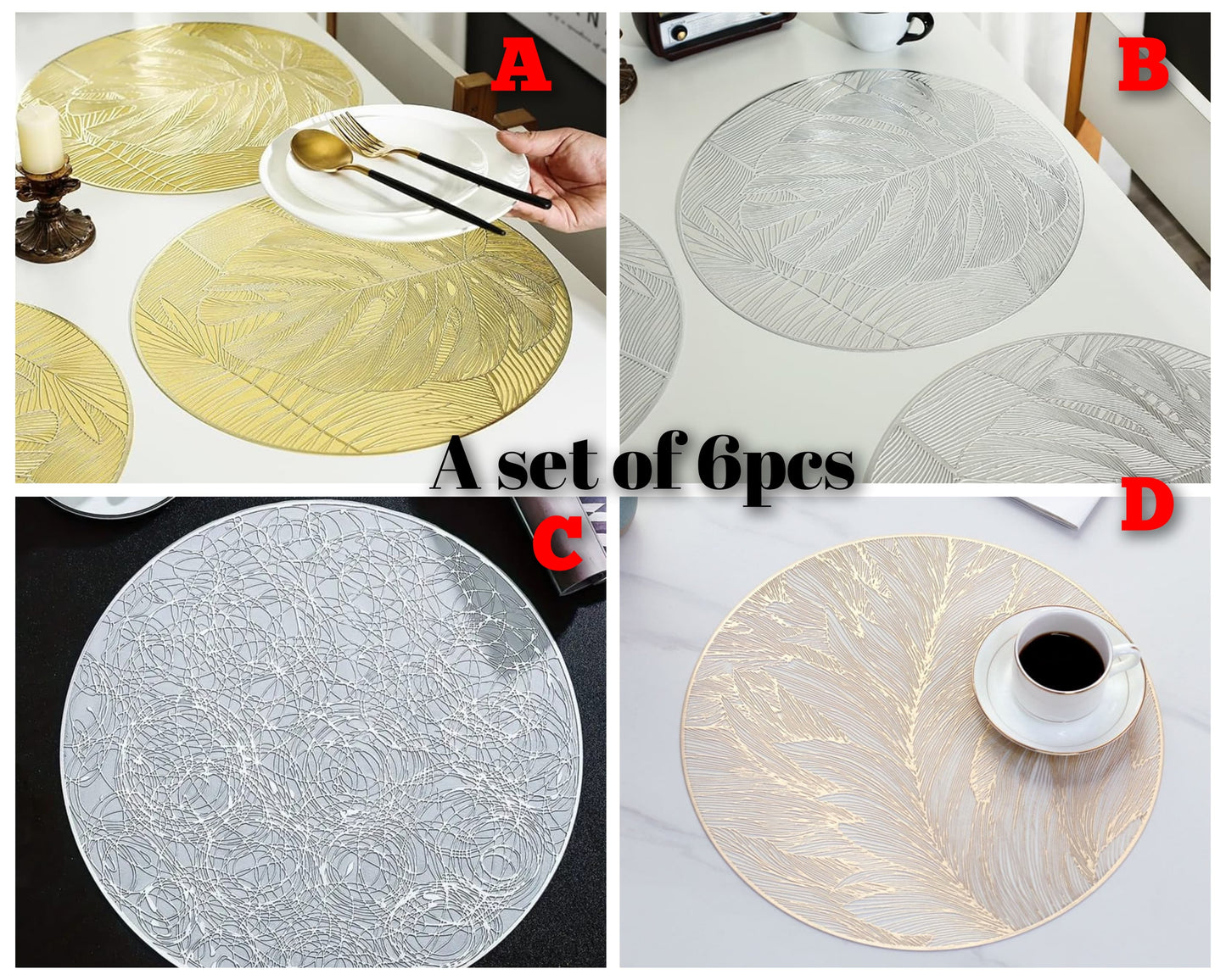 6pcs Tapis de table non tissés