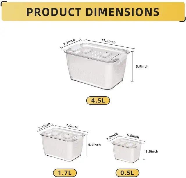 3Pc Conteneurs alimentaires frais