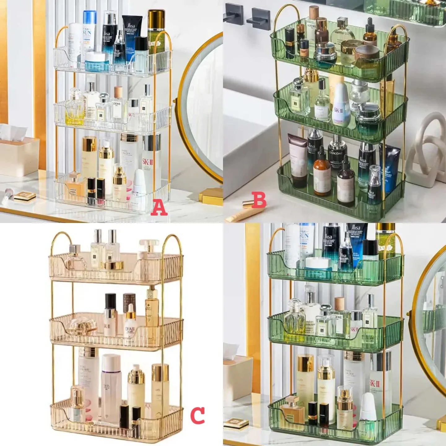 organisateur cosmétique rectangulaire 3 niveaux