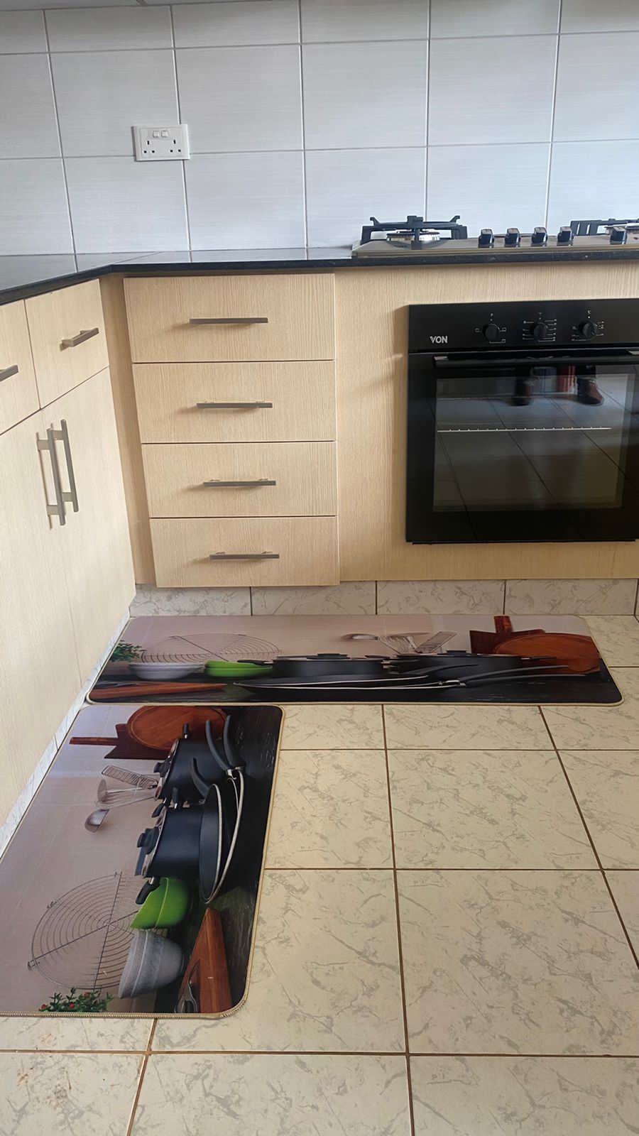 Tapis de cuisine 2 en 1 en caoutchouc
