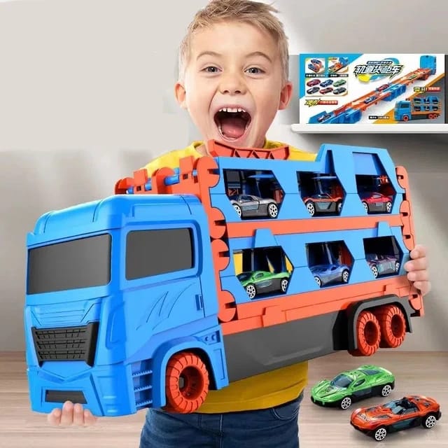 Camion pour enfants avec 6 petites voitures en métal moulé