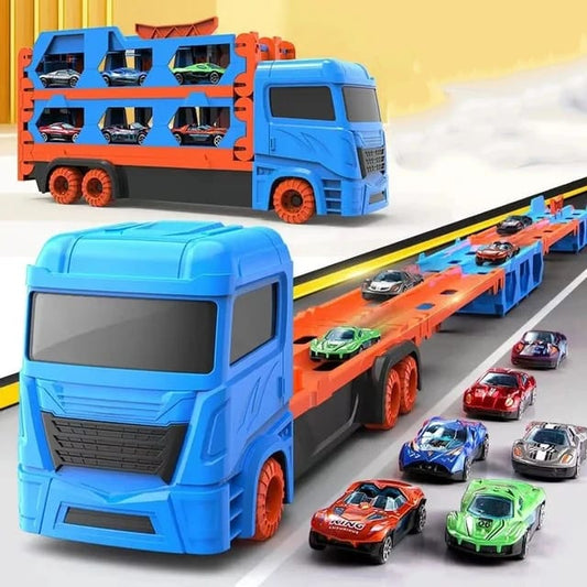 Camion pour enfants avec 6 petites voitures en métal moulé
