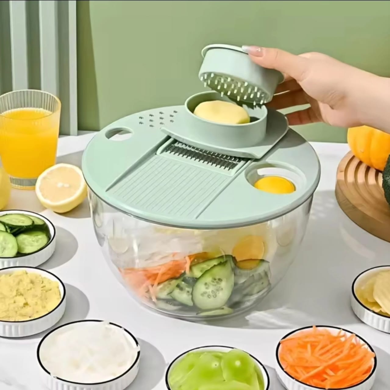 8pcs Essoreuse à salade avec hachoir à légumes
