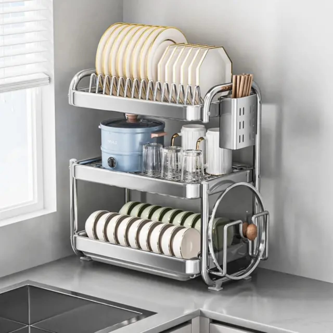 Rince-vaisselle en chrome pour cuisine