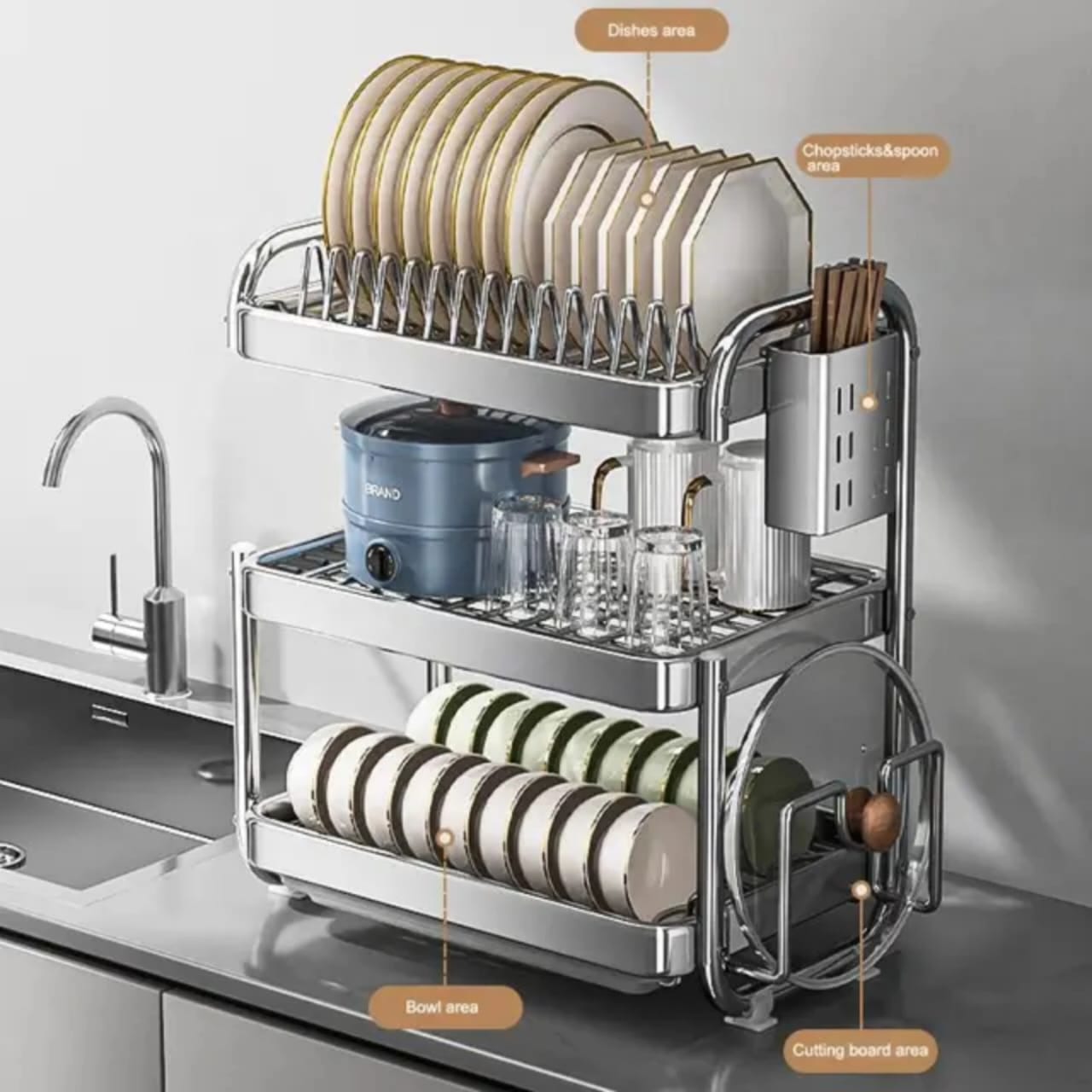 Rince-vaisselle en chrome pour cuisine