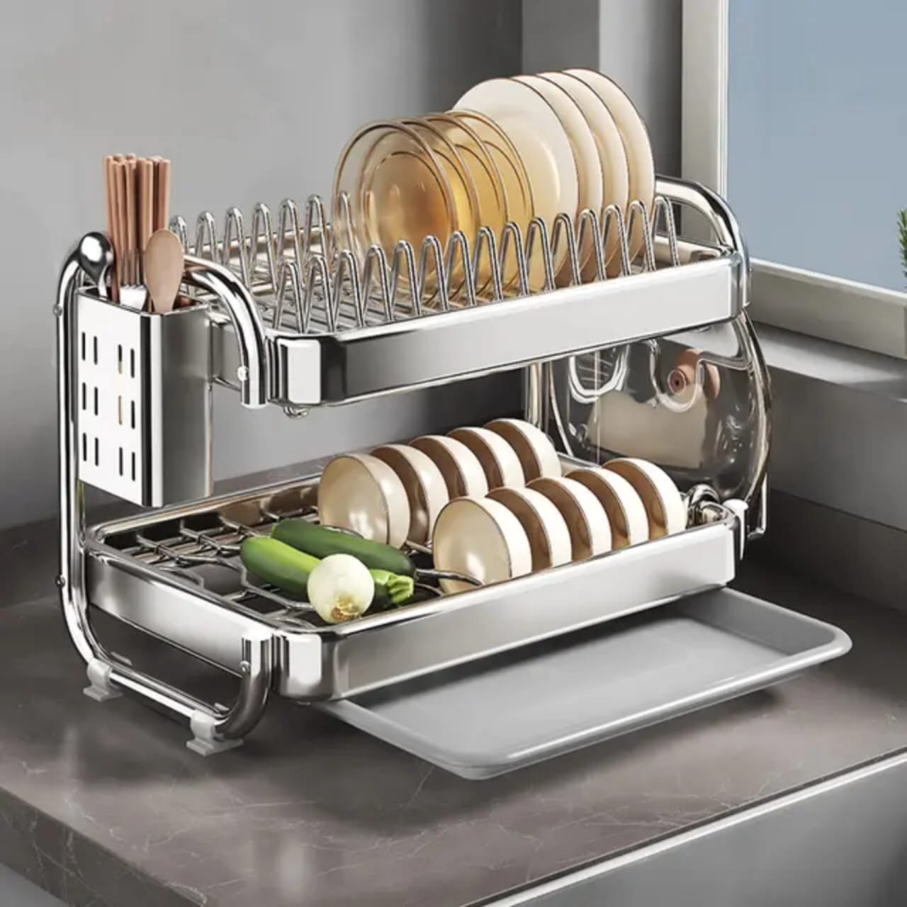 Rince-vaisselle en chrome pour cuisine
