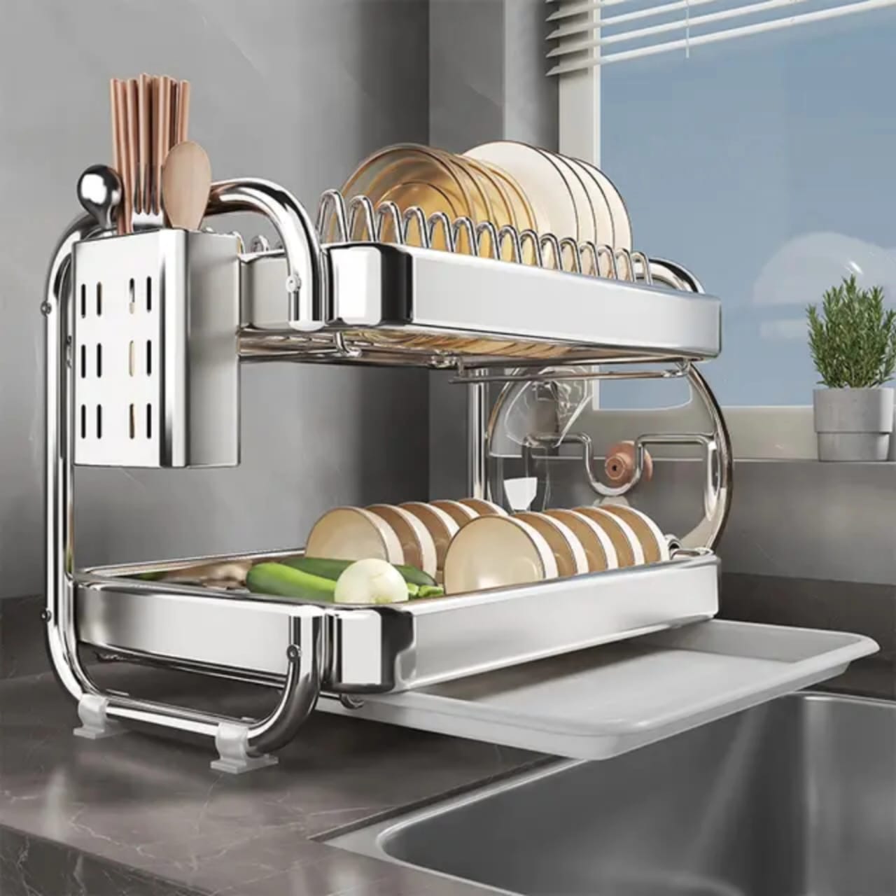 Rince-vaisselle en chrome pour cuisine