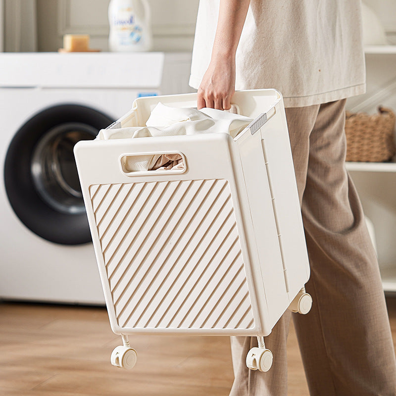 2pcs Panier à linge pliable avec roues