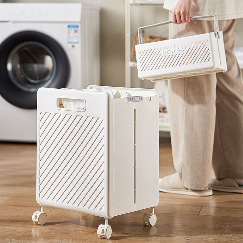 2pcs Panier à linge pliable avec roues