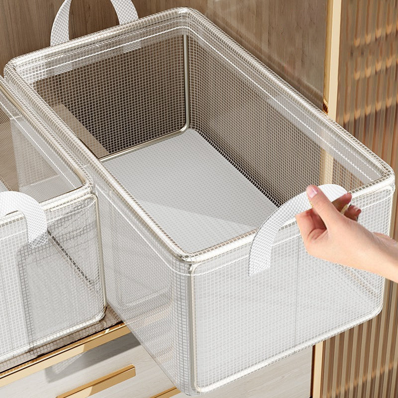 Organisateur de rangement pour vêtements en cadre en acier clair