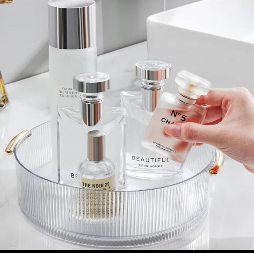 Organisateur cosmétique rotatif en acrylique à rainures