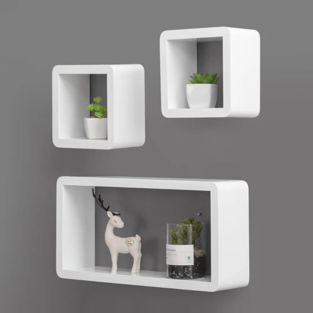3Pcs étagères flottantes en bois plastique