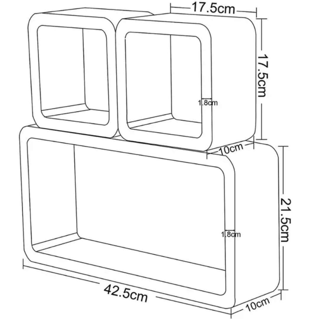 3Pcs étagères flottantes en bois plastique