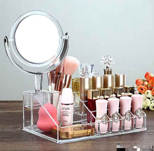 Organisateur de maquillage en acrylique avec miroir