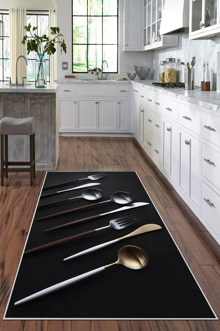 2pcs tapis de cuisine avec dessous en caoutchouc
