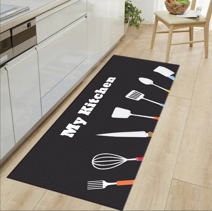 2pcs tapis de cuisine avec dessous en caoutchouc
