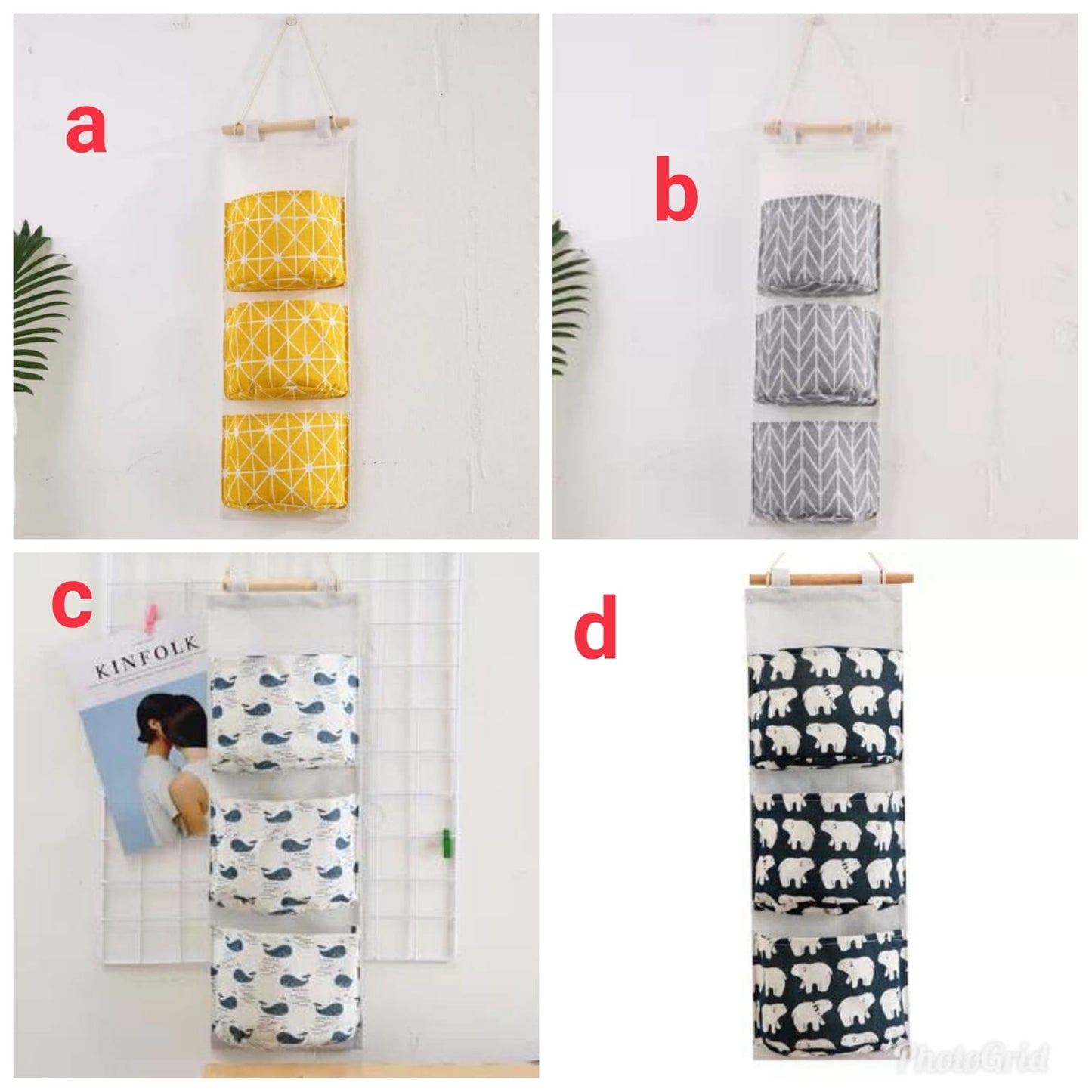 3 Poche Mur Accrochage Sac de Rangement